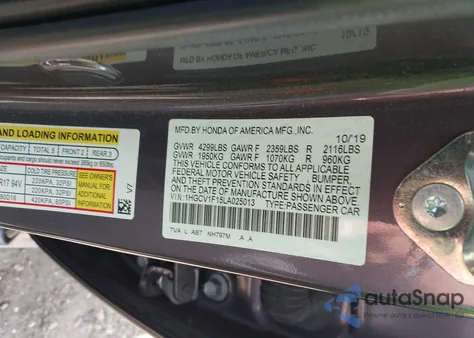 2020 Honda Accord Lx from USA, damaged, VIN 1HGCV1F15LA025013